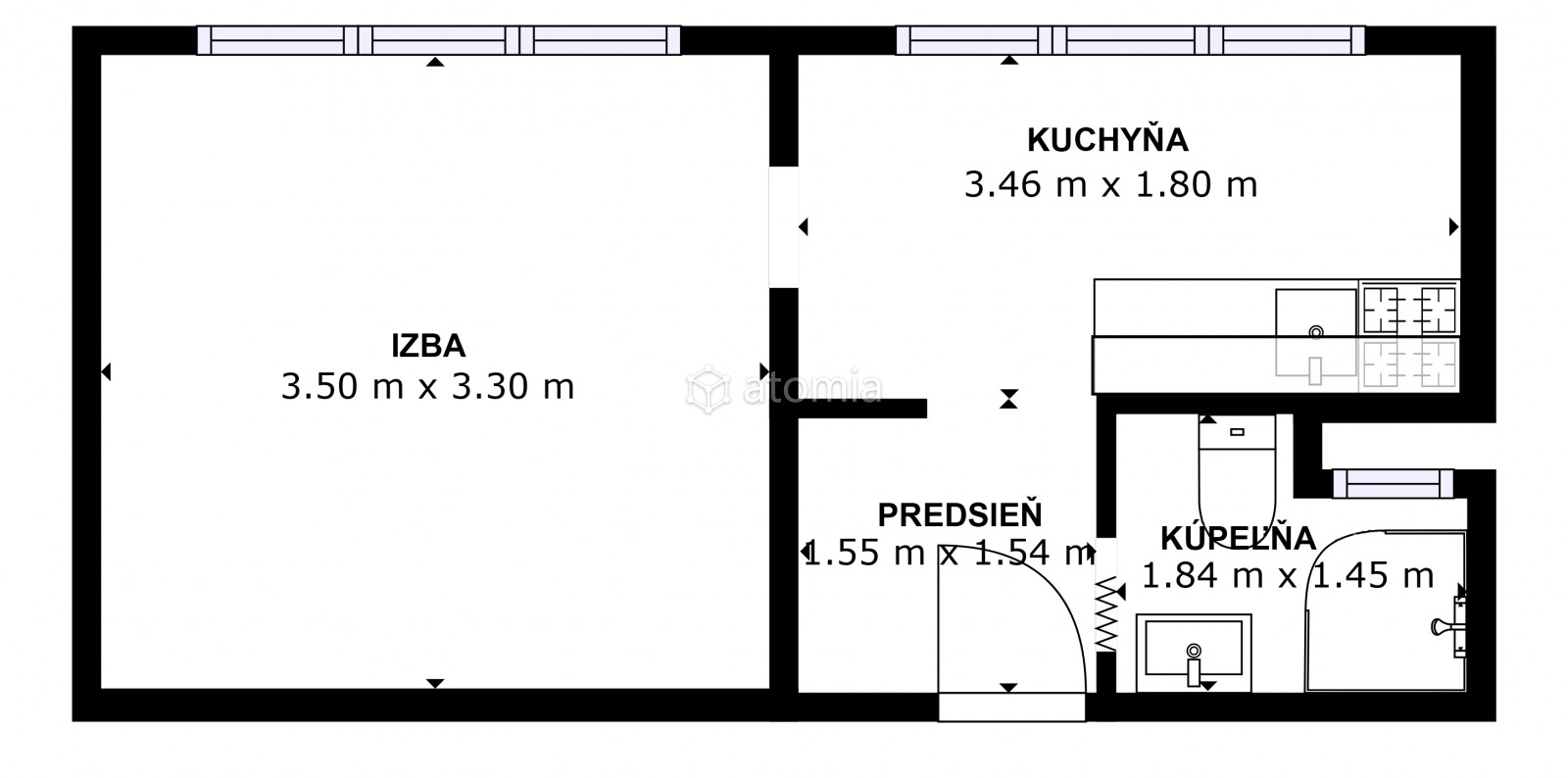 1 izbový byt, 23 m2, prízemie, Terasa, ul. Slobody, dohoda istá