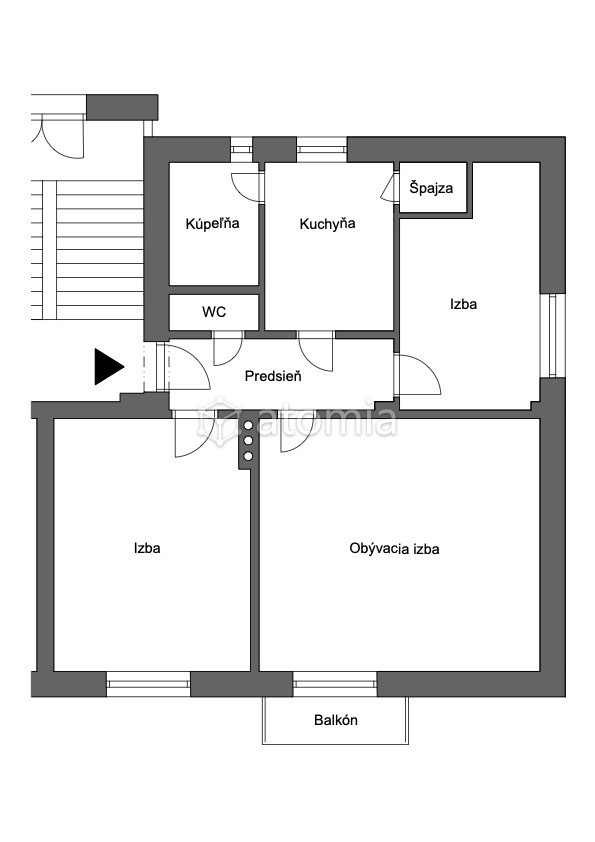 3 izbový byt tehlový 62 m2 + 20 m2 pivníc + balkón, zvýšené prízemie, pozemok