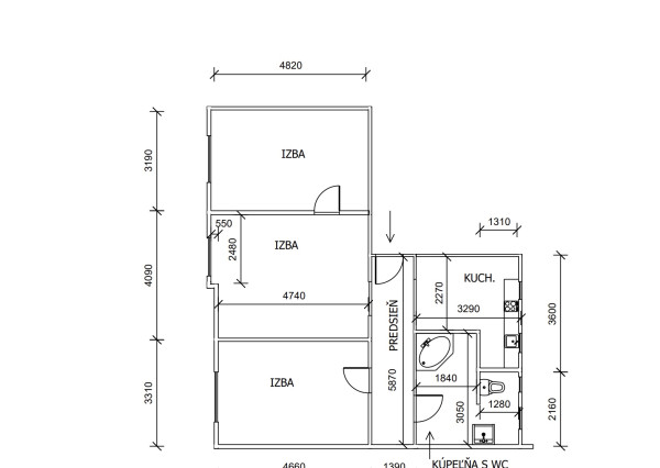 Predaj 3 izbový byt Košice I. Staré mesto Svätoplukova ul.