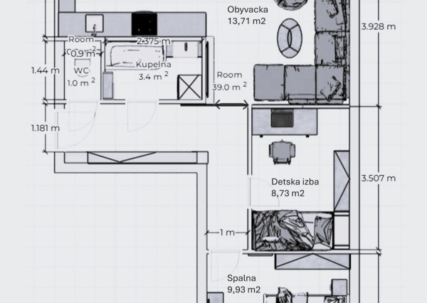 Predaj 2 izbový tehlový byt s potenciálom rek. na 3 izbový