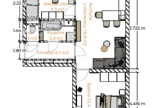 Predaj 2 izbový tehlový byt s potenciálom rek. na 3 izbový