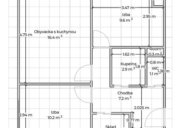 Predaj 2 izbový byt pôvodný stav -  Košice IV. - Juh