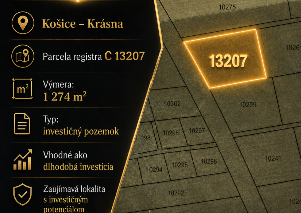 Investičné pozemky Košice - Krásna