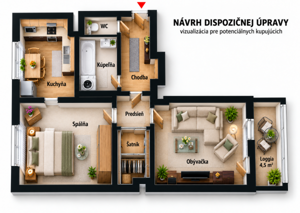 Predaj - top tehlový 2-izbový byt s benefitmi loggia výťah