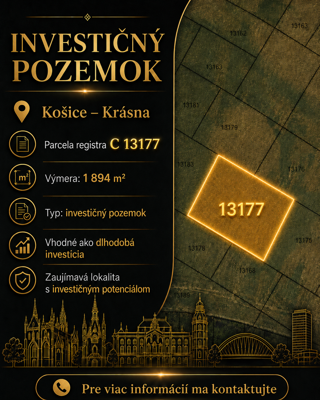 Investičné pozemky Košice - Krásna